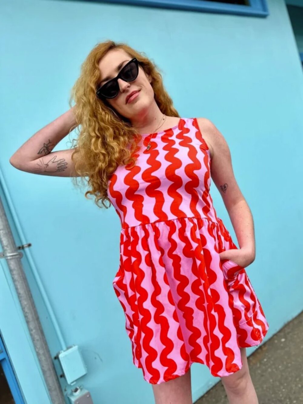 Nooworks "Pink Squiggle" Big Pocket Dress